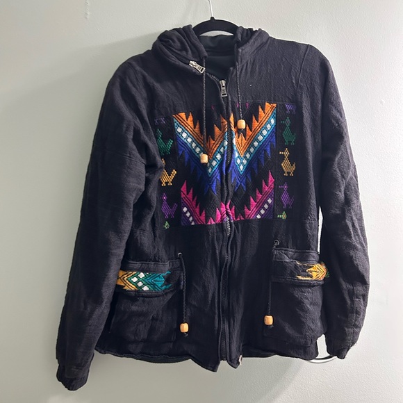 Other - Guatemalan Parka Jacket Black Guatemalan Mayan Western Coat